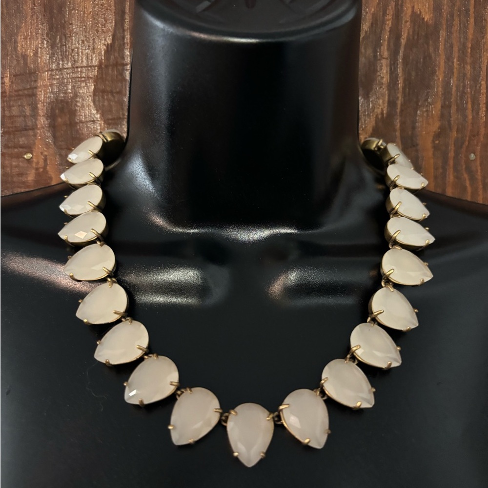 J. Crew Cream and Gold Collar Necklace with Organic Beads